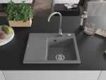 MEXEN MEXEN - Ben granitový drez 1 s odkvapkávačom pravý 600 x 500 mm, sivý, sifón chróm 6523605000-71