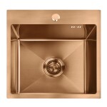 REA/S - Oceľový drez Leo 40 BRUSH COPPER s kuchynskou batériou KPL-06016