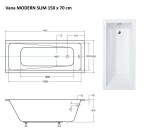 BESCO - Obdĺžniková vaňa MODERN SLIM - Nožičky k vani - Bez nožičiek, Rozmer vane - 150 × 70 cm VANMOD15SLIM