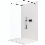 CERANO - Sprchová zástena Walk-in Onyx Duo Ľ/P - 8 mm - okrúhla vzpera - čierna matná, transparentné sklo - 50x200 CER-8050BD2364