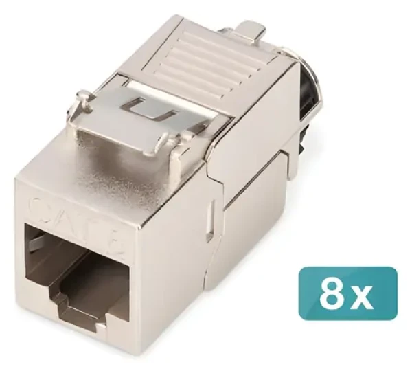 Digitus DN-93816-8 strieborná / Keystone modul Cat.8.1 / tienený / montáž bez náradia / 8 ks (DN-93816-8)