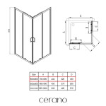 CERANO - Sprchovací kút Fabrizio L/P - 5 mm - chróm, transparentné sklo - 80x80x195 - posuvný CER-477973