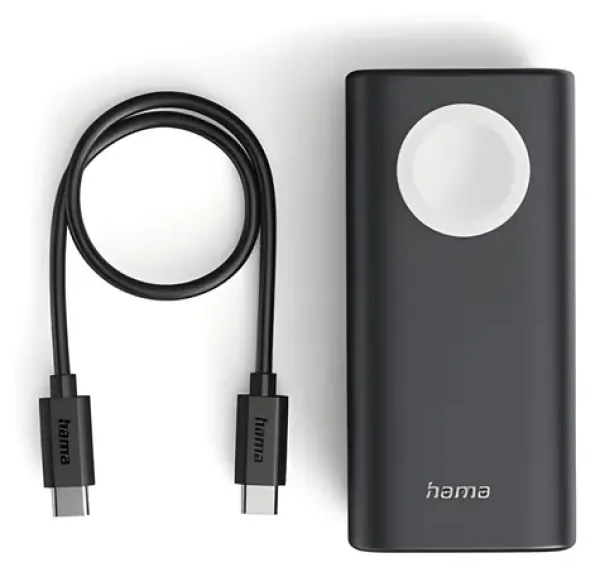 HAMA Watch čierna / Powerbanka / bezdrôtové nabíjanie Apple Watch / USB-C / PD / QC 3.0 / 10000 mAh