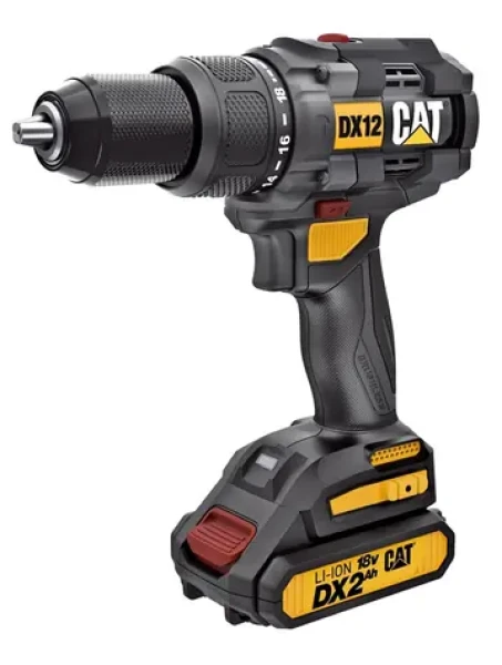 Caterpillar DX12 / Aku príklepová vŕtačka / 18V / 13mm skľučovadlo / 2000 ot-min / 65 Nm / 2 x 2.0 Ah (6943475884475)
