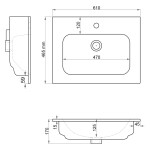 SAPHO - PIEDRA keramické umývadlo nábytkové 61x46,5cm, biela 43061