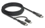 DeLock 2v1 USB-C (M) - USB-C Lightning (M) 2m čierna / Kábel / USB 2.0 / MFi / Fast Charge / 60W (81171)