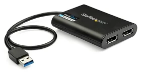 StarTech USB na 2x DisplayPort adaptér čierna / Adaptér / 4K 60Hz / USB Typ-A / kompatibilný s Mac (USB32DP24K60)