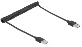DeLock Easy-USB 2.0 AA čierna / Špirálový kábel / 0,8 m / USB 2.0 / 2 A (90124)