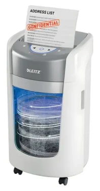 Leitz IQ OptiMax Home Office 225 bielo - šedá / Skartovač / DIN P5 / Mikro rez 2 x 15 mm / 223 mm / 15 l (83580000)