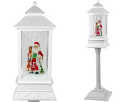 Mamido  Vianočné dekorácie lampáš lampa s Santa Claus biele vianočné koledy svetla