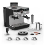 Krups Precision XP801T čierna / Pákový kávovar / nerezová oceľ / otočné ovládanie (XP801T10)