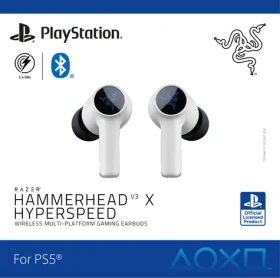 Razer Hammerhead V3 X Hyperspeed for PlayStation / Bezdrôtové slúchadlá do uší / mikrofón / Bluetooth 5.3 / 2.4GHz (RZ12-05620300-R3G1)