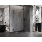 MEXEN/S - Lunar L sprchový kút dvere krídlové pravá 75 x 90, transparent, čierna 834L-075-090-70-00-P