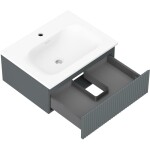 MEXEN/S - Rivel kúpeľňová skrinka 60 cm s umývadlom Vela, 1 šuplík, reliéf, grafit mat/biela mat 91A20-06023-1-BF66-W23M01