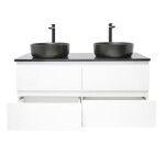 Kúpeľňová skrinka s umývadlom a technickým kameňom SAT B-Way 119x50x45 cm biela lesk BWAY2120WTKUB BWAY2120WTKUB