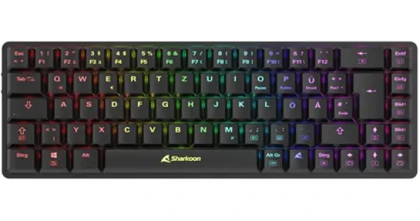 Sharkoon PureWriter W65 čierna / bezdrôtová klávesnica / mechanická / Kailh Choc V2 Red / 2.4GHz / USB / DE (4044951036929)