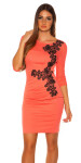 Sexy KouCla shift dress with mesh and embroidery salmon 10