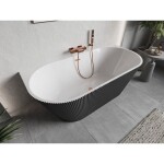 MEXEN/S - Oris voľne stojaca vaňa nástenná reliéf 150 x 75, biela/sivá, sifón a prepad meď kartáčovaná 52871507562-65