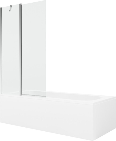 MEXEN/S - Vega obdĺžniková vaňa 180 x 80 cm s panelom + vaňová zástena 100, transparent, chróm 550118080X9410110100