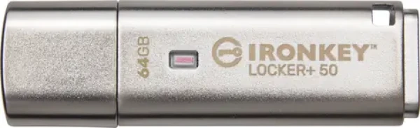Kingston IronKey Locker+ 50 64GB strieborná / Flash Disk / USB 3.2 Gen 1 - (USB-A 3.0) (IKLP50/64GB)