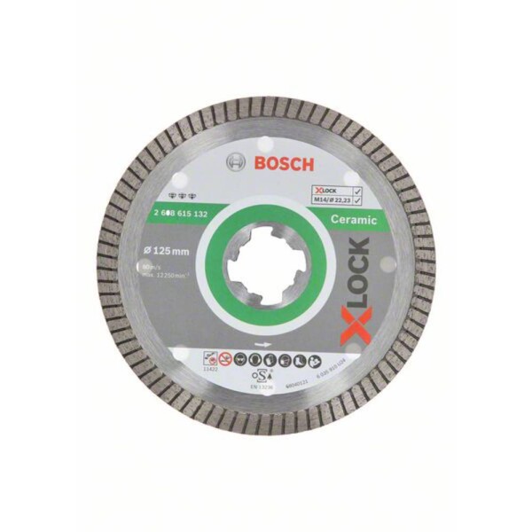 Bosch Diamantový řezný kotouč Best for Ceramic Extraclean Turbo systému X-LOCK, 125×22,23×1,4×7 125 x 22,23 x 1,4 x 7 mm 2608615132