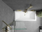 MEXEN/S - Cube obdĺžniková vaňa 180 x 80 cm s panelom + vaňová zástena 70, transparent, zlatá 550518080X9507000050