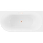 MEXEN/S - Mia voľne stojaca rohová vaňa pravá 180 x 80, biela, sifón a prepad meď kartáčovaná 52691808000P-65