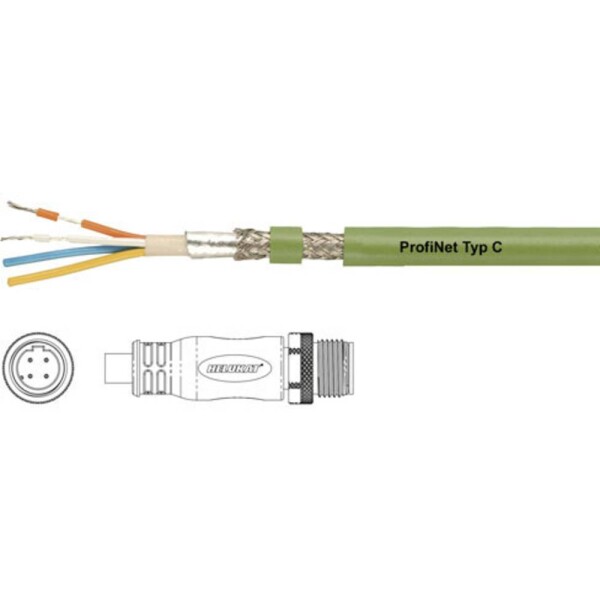 HELU PROFInet C PUR CMX M12 D pripojovací kábel pre senzory - aktory, 806481, piny: 4, 0.50 m, 1 ks; 806481