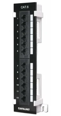 Intellinet Patch panel Cat6 UTP čierny / 12 portov / RJ-45 / do racku (560269)