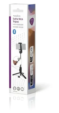 Nedis Selfie tyč so statívom / Selfie tyč / Bluetooth 4.2 / Statív / Dĺžka 19-48 cm / Otočný držiak 210 ° (SEST250BK)