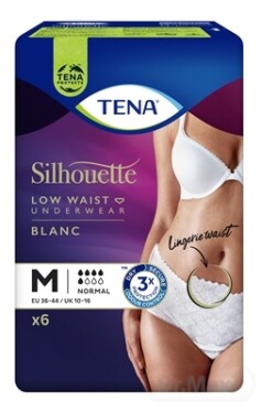 TENA Silhouette normal low waist blanc M dámske naťahovacie inkontinenčné nohavičky 6 ks