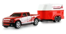 AMEWI RC Pickup Die Cast s karavanom červená