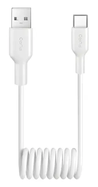 Puro Špirálový dátový kábel biela / Dátový kábel / USB-A - USB-C / 10 W / 1 m