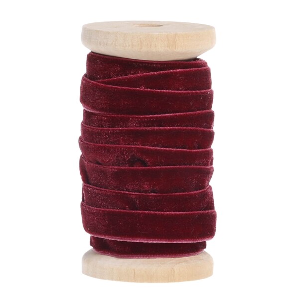 Chic Antique Zamatová stuha na drevenej cievke 5 m – Antique Cherry