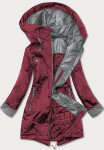 Dámská bunda ve vínové bordó barvě s ozdobnými manžetami (BR8079-74) Barva: odcienie czerwieni, Velikost: 50