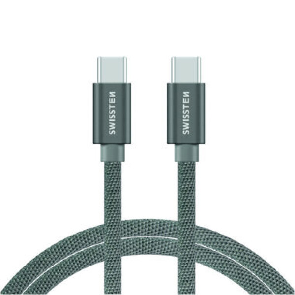 SWISSTEN TEXTILE dátový kábel USB-C - USB-C 2m strieborná (71528202)