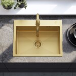 REA REA - Oceľový drez Liam BRUSH GOLD s kuchynskou batériou KPL-96007