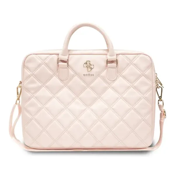 Guess PU Quilted 4G Metal Logo Computer Bag 15/16 ružová (57983117872)