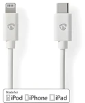 Nedis Lightning kábel 2 m biela / Dátový kábel / USB-C (M) - Lightning 8-pin (M) / USB 2.0 / 480 Mbps (CCGL39650WT20)