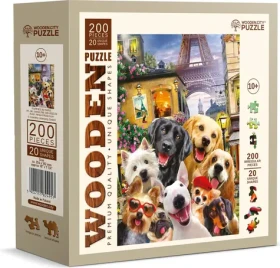 Wooden City Drevené puzzle Šteňatá v Paríži