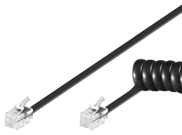 Goobay RJ10 čierny / Telefónny kábel / krútený / pre slúchadlo / 4 m (68002)