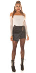 Sexy faux leather mini skirt with chain detail black M