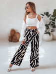 Dámske pruhované nohavice so širokými nohavicami ZEBRAVIBE UY2653 béžovo-čierne – FashionStreet XL