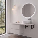 CERANO - Kúpeľňová skrinka Carole - biela matná + doska pod umývadlo Navira Pro - 36 mm + konzola čierna - 120x46x51,6 CER-606174