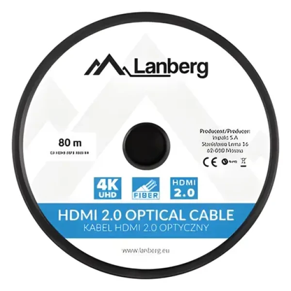 Lanberg HDMI 2.0 AOC 80m / Kábel / M/M / čierny (CA-HDMI-20FB-0800-BK)