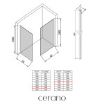 CERANO - Sprchová zástena Walk-in Crystal TL/P - 10 mm - bezvzperový systém - čierna matná, transparentné sklo- 150x130x200 CER-8050BD80833
