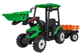 Mamido Detský elektrický traktor MEGA D68 24V s prívesom zelený