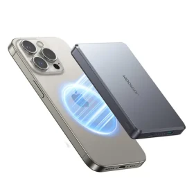 Joyroom JR-PBM08 sivá / Powerbanka / 10000mAh / 20W / 1x Lightning + 1x USB-C + bezdrôtové nabíjanie (6956116729707)