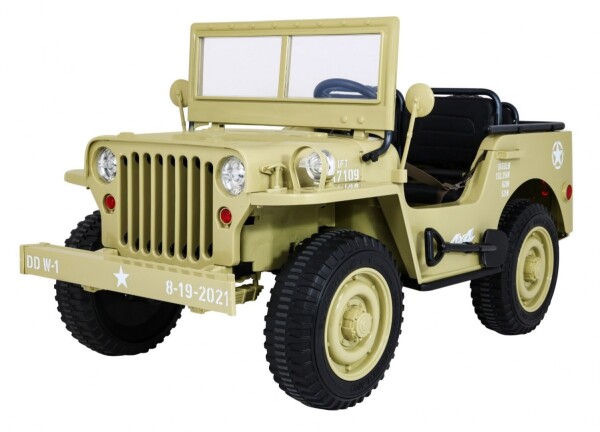 Mamido Detský elektrický Jeep Willys 4x4 trojmiestny béžový