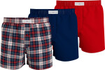 Pánske trenírky 3P WOVEN BOXER PRINT UM0UM02847 0W1 červené-tm.modré-káro - Tommy Hilfiger L